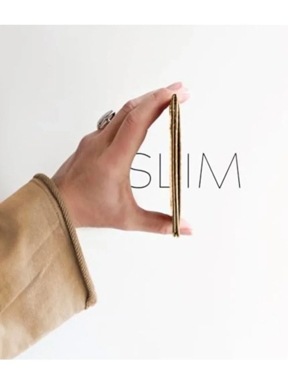 Sleek Metallic Gold Credit Card Holder Wallet | Slim Minimalist Design, Mirror